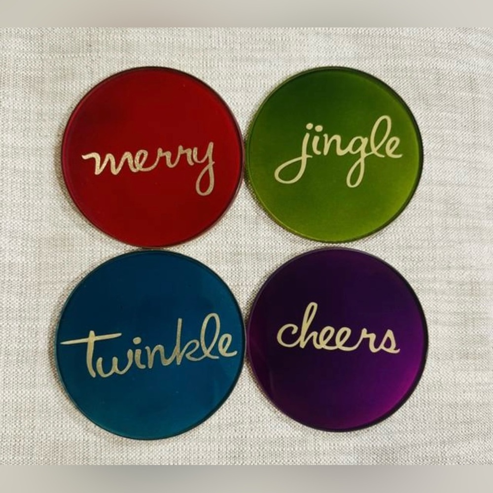 Holiday Glass Coasters Set of 4